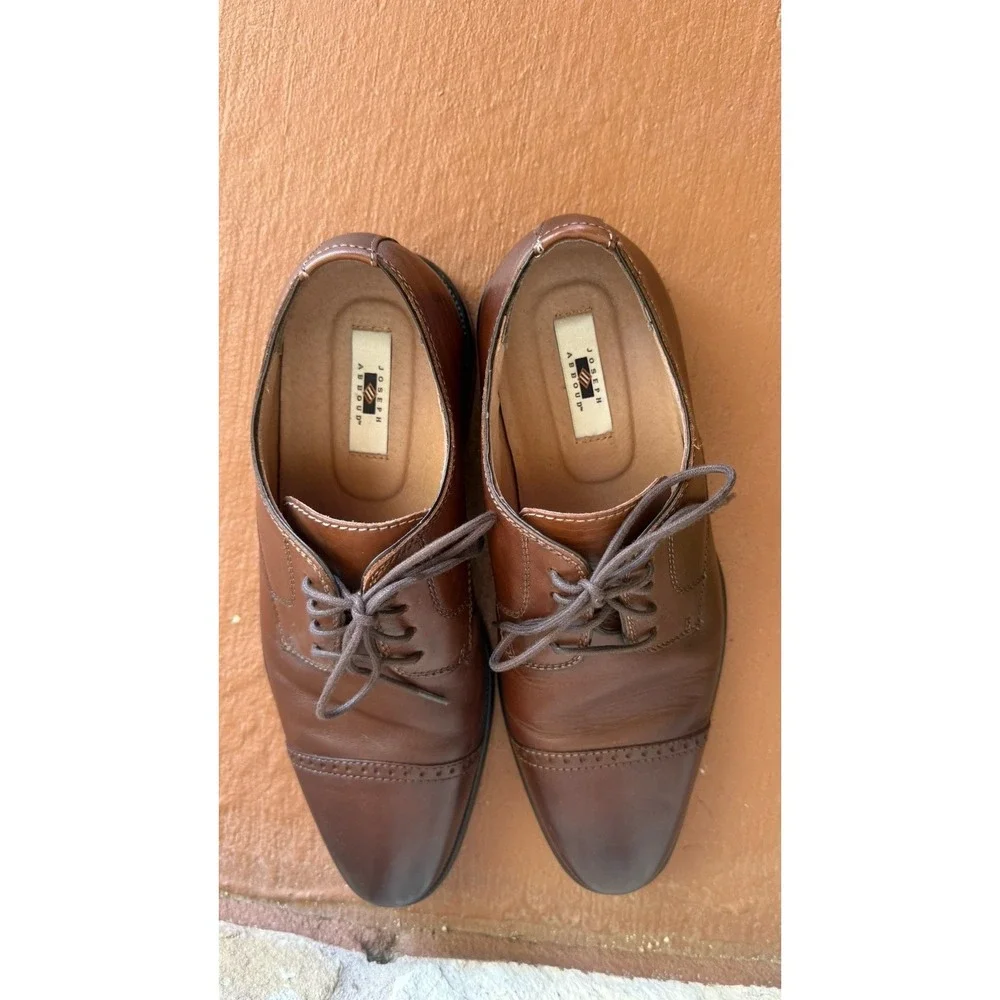 Joseph Abboud Men's Leather Shoes Cap Toe Oxford Tobacco Brown Size‎ 8.5M EUC